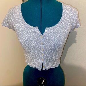 Brandy Melville blue floral Zelly top.